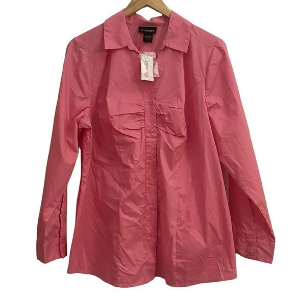 Lane Bryant NWT Women’s Pink Button Down Career Professional Office Top 18 - Picture 1 of 6